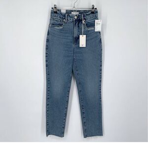 Good American Good Vintage Frayed Hem Distressed Straight Jeans NEW Sz 00 / 24